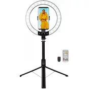 shumee LogiLink LED obročna svetilka s stojalom za selfie palico in Bluetooth daljinskim upravljalnikom