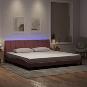 shumee vidaXL Posteljni okvir z LED svetlo roza 200x200 cm žamet