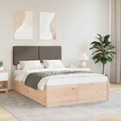 vidaXL Posteljni okvir z oblazinjenim vzglavjem Taupe 120 x 190 cm