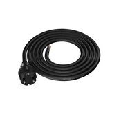 Priključni kabel 2 m z ravnim vtičem 250 V 16 A 3 x 2,5 mm2 IP44 H07RN-F PP-40H črne barve W-97217