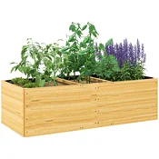 OUTSUNNY Zunanja dvignjena greda razdeljena na 3 območja s plastjo iz netkanega blaga, zunanja cvetlična posoda iz smrekovega lesa, za rastline, rože, 140x60x40 cm, barva lesa