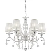 Casa Padrino baroque crystal chandelier white with gold A� 63 x H. 76-116 cm - Round baroque style chandelier - Baroque living room chandelier - Noble & Magnificent