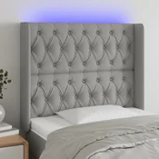 Vidaxl vidaXL Vzglavje postelje z LED svetlo sivo 93x16x118/128 cm blago