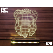 Black Cut 3D Lampa Zub Toplo bela