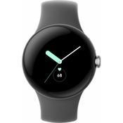 Google Pixel Watch 41mm LTE Polished Silver Case with Sport Band Charcoal Crni