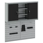 vidaXL vidaXL 3-delni orodjar in set pegboard na steni, črn kovin, (22048528)
