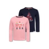 Only Mini Majica KMGCANDYCANE XMAS marine / čokolada / roza / rdeča