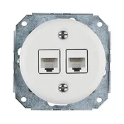 Reblig -Porcelanasta retro Ethernet vtičnica brez okvirja 2x CAT.5E bela