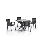 Lessentiel Maison Baštenski set sto i 4 stolice Samara 2 Sivo-Crni