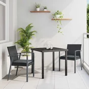 Vrtni set za objed 3 pcs Crna i Siva PE ratan