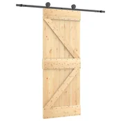 Vidaxl Drsna vrata Naravna in črna 85 x 210 cm Masiven borov les