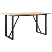 MAISON CHIC Jedilna miza - Kuhinjska miza - Jedilni stol O okvir 140x80x75,5 cm trdna borovina lito železo, (21715325)