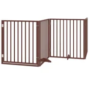 Vidaxl Pasja vrata z vrati, zložljiva, 4 panela, rjava, 320 cm, topolov les