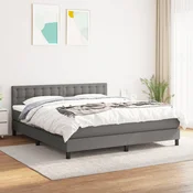 Greatstore Box spring postelja z vzmetnico temno siva 180x200 cm blago