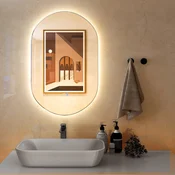 Costway Ovalno LED stensko ogledalo 80x50 cm