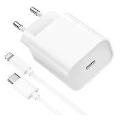 Dardanar 20 W hitri polnilec + kabel Lightning Usb-c za Iphone 12/12 Mini/12 Pro/12 Pro Max/11/11 Pro/11 Pro Max/X/Xs/Xs Max/Xr/Se 2020/8/8 Plu, (21199690)