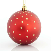 Eurolamp Božićni ukrasi plastične crvene kuglice sa zlatnim točkicama, 8 cm, set od 6 kom