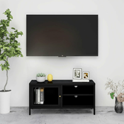 TV ormaric crni 90 x 30 x 44 cm od celika i stakla
