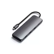 Satechi Aluminium USB-C Hybrid Multiport adapter, S pretincem za SSD, HDMI 4K, 2 x USB-A 3.1 Gen 2 do 10 Gbps, svemirska siva boja