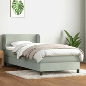 vidaXL vidaXL Box spring postelja z vzmetnico Svetlo siva 80x210 cm žamet, (21791519)