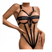 shumee Erotični pas za telo, bondage črne barve z nastavljivimi trakovi, BDSM tangice, velikosti S-L