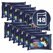 Vrečke FELIX Junior Fantastic, okusen izbor hran v želatini 48x85 g