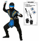 Widmann Kostum Ninja z Orožjem Modra, 128