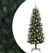 Vidaxl Umetna božična jelka z bučko 210 cm 300 LED Toplo bela