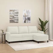 Trosjed s tabureom krem 180 cm baršunasti