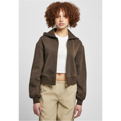 Womens short oversized jacket with zipper brown color