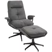 Homestar Naslanjač z naslonjalom za noge 78x91x1035 cm Siva