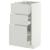 METOD / MAXIMERA Podni element s 3 fioke, bela/Aspudden svetlosiva, 40x37 cm