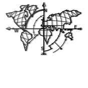 Wallity Zidna dekoracija World Map Compass Led, 65x95 cm, Crna