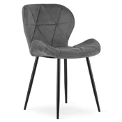PROMOCIJA Jedilni stol MANGO VELVET s črnimi nogami, temno siv, II. kakovost