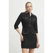 Morgan Pletena obleka 251-RUBIBI Črna Slim Fit