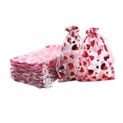 INF Zlate Srčne Organza Vrečke 10x15cm (50 Kosov) - Vrečke za Darila, (5000077996)