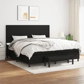 Greatstore Box spring postelja z vzmetnico črn 200x200 cm blago