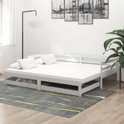 Dnevni ležaj na izvlacenje 2 x (90 x 200) cm bijeli od borovine