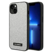 Karl Lagerfeld ovitek za iPhone 14 Plus Glitter Plaque Logo, srebrn