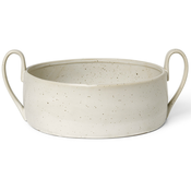 ferm LIVING Skleda za sadje FLOW 32 cm, bela, kamnita posoda, čvrsta LIVING