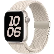 GS Pleten najlonski pašček z zaponko za Apple Watch 1/2/3/4/5/6/7/8/9/10/11/SE Ultra 1/2/3 42/44/45/46/49 mm - bež