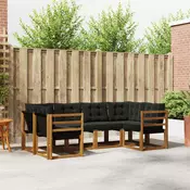 Set vanjskih sofa 6 kom. Prirodna i crna