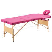 vidaXL Zložljiva masažna miza 3-conska les roza