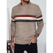 Sweter męski w paski brązowy Dstreet