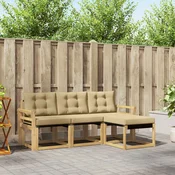 Set vanjskih sofa s jastukom 4 pcs Bijela i bež