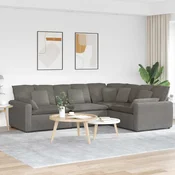 Modularna sofa s jastucima, korduro tkanina, svijetlo siva
