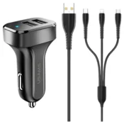 *Avtopolnilec 2xUSB 2.1A microUSB/USB-C/Lightnin