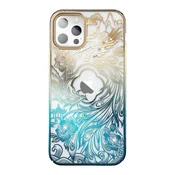 LUXURY Luksuzna futrola Kingxbar Phoenix s kristalima za iPhone 14 Plus - zlatna i plava
