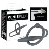 Penisplug - silikonski obroček z uretralnim stožcem (siv)