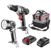 Set akumulatorskih alata: bušilica, odvijac, lampa, torba, baterija Energy+ 18 V, Li-Ion 2,0 Ah, punjac 58G016